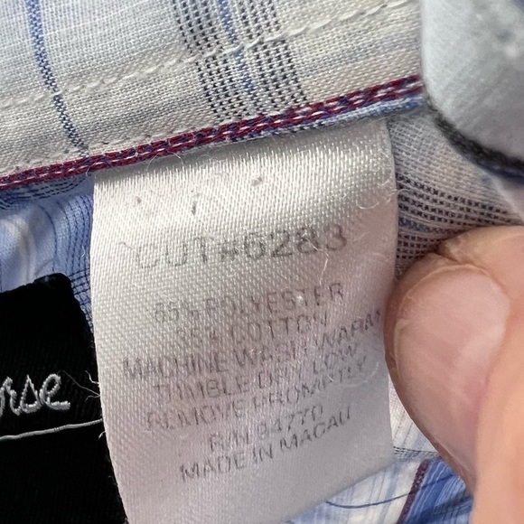 White Horse Mens Blue Plaid Western Pearl Snap Buttons Long Sleeve Shirt Large - Picture 9 of 11